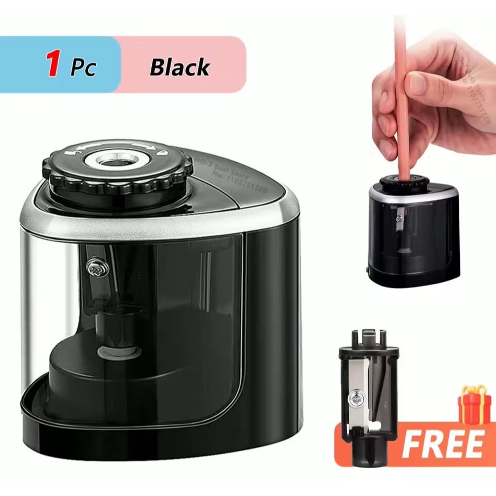 TENWIN Electric Pencil Sharpener Desktop Automatic Portable Black